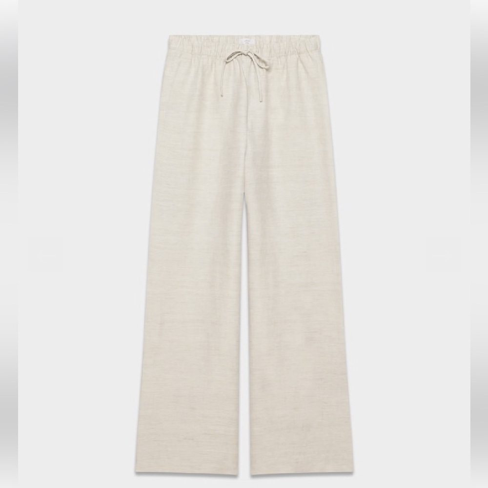 Aritzia Wide Leg Drawstring Pants — Light Beige